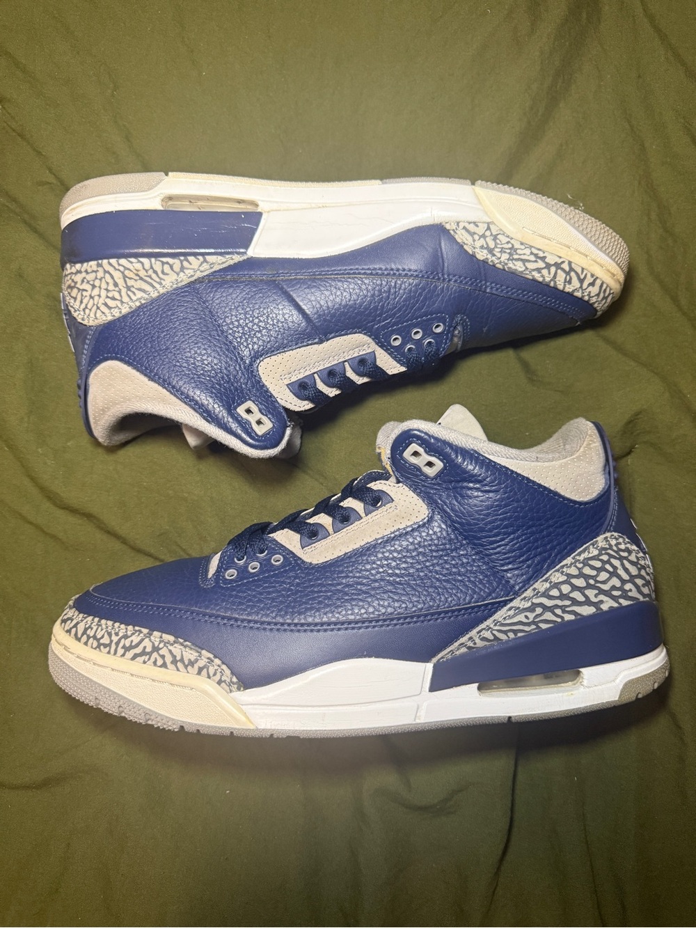 Jordan Retro 3 Sneakers in Blue and Cream